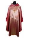 Chasuble red, shiny, embroidery on fabric (3)