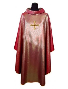 Chasuble red, shiny, embroidery on fabric (3)
