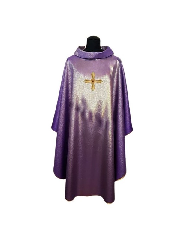 Purple chasuble, shiny, embroidery on fabric (4)