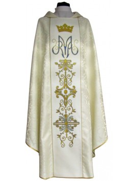 Ornat Maryjny haftowany - biały, złoty haft