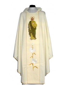 Chasuble brodée avec image de saint Joseph