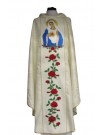 Embroidered chasuble Immaculate Heart of the Virgin Mary - ecru rosette fabric