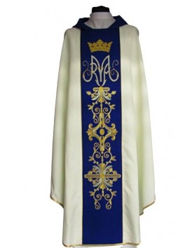 Chasuble mariale brodée - tissu uni