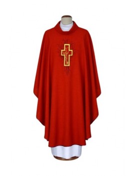 Embroidered chasuble red - cross (10)
