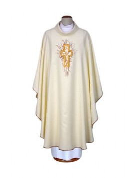 Messgewand gestickt ecru - Kreuz