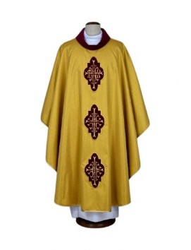 Gold chasuble with embroidered velvet applications (12)