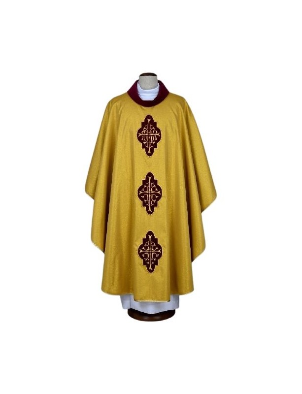 Gold chasuble with embroidered velvet applications (12)