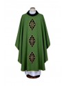 Green chasuble with embroidered velvet applications (12)