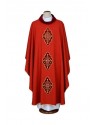 Red chasuble with embroidered velvet applications (12)