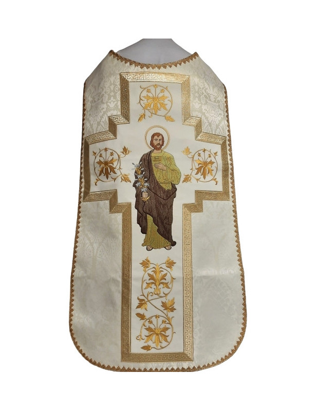 Casula romana ricamata con l'immagine di San Giuseppe