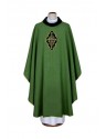 Green chasuble with embroidered velvet application (13)