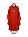 Red chasuble with embroidered velvet application (13)