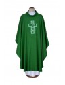 Embroidered green chasuble - linen fabric (14)