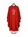 Embroidered red chasuble - linen fabric (14)