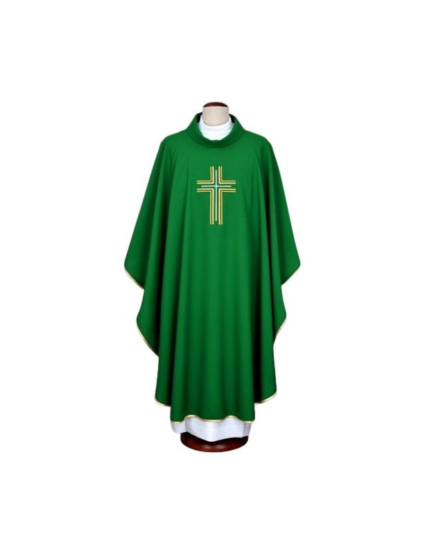 Chasuble brodée verte - croix
