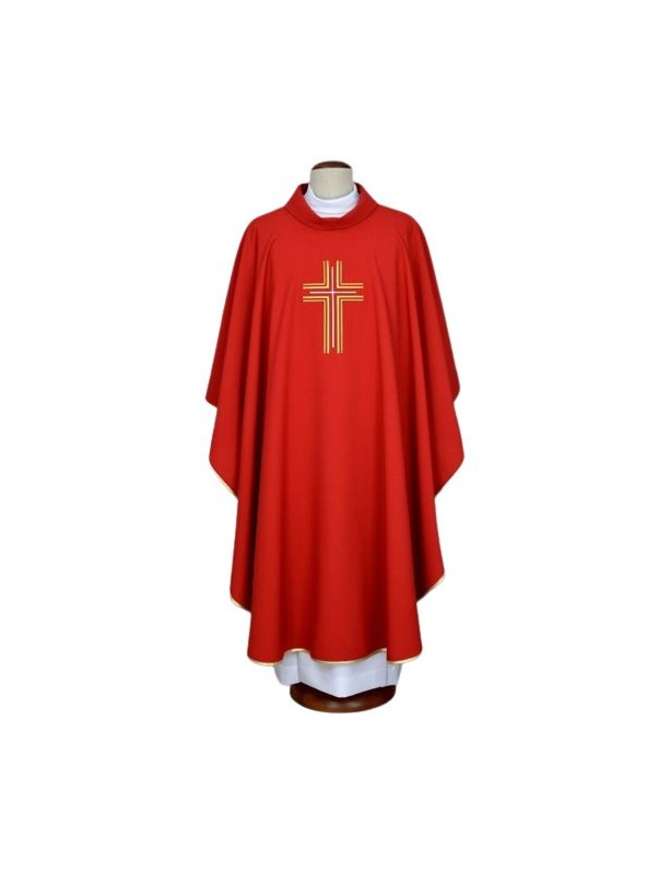 Casula ricamata rossa - croce