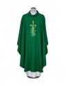 Embroidered green chasuble - cross, grapes (17)