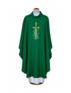 Embroidered green chasuble - cross, grapes (17)