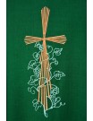 Embroidered green chasuble - cross, grapes (17)