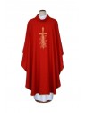 Embroidered red chasuble - cross, grapes (17)
