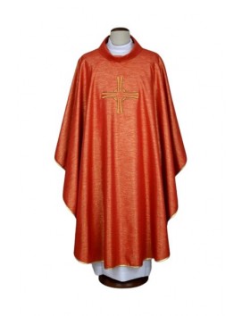 Red embroidered chasuble - cross (18)