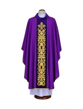 Casulă purpurie brodată - cruce, ornament (19)