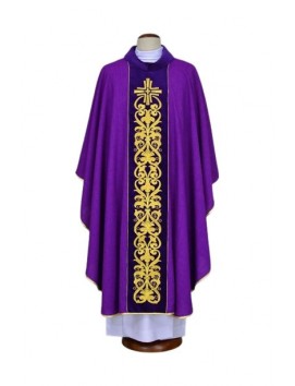 Purple chasuble embroidered - cross, ornament (19)