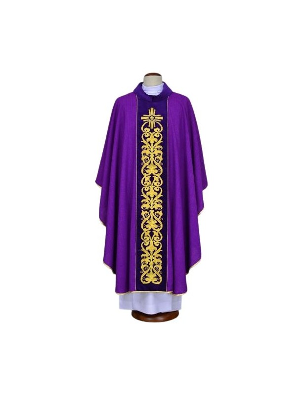 Vijoličen mašni plašč ročno vezan - križ, okras (19)
