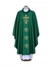 Embroidered green chasuble, damask fabric - Cross (22)