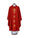 Embroidered red chasuble, damask fabric - Cross (22)