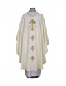 Chasuble brodée écru, tissu damassé - Croix (22)