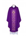 Purple chasuble embroidered, satin belt - IHS (23)