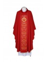 Red embroidered chasuble, satin belt - IHS (23)