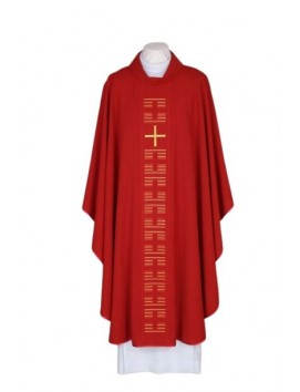 Embroidered red chasuble - Cross (24)