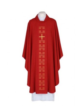 Vyšitý červený ornát – kříž (24)