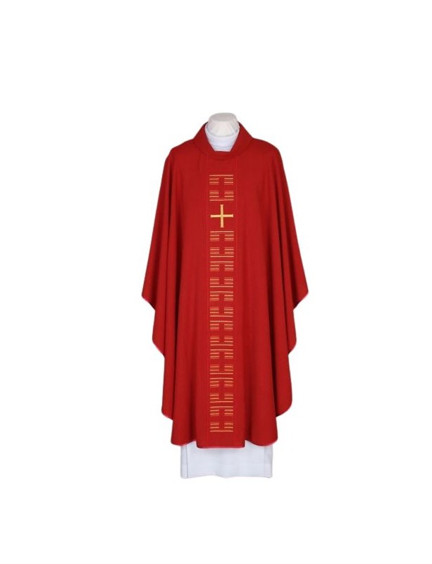 Embroidered red chasuble - Cross (24)