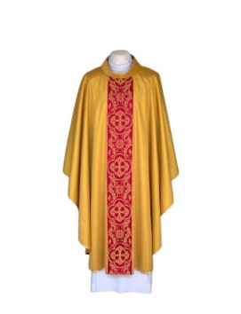 Embroidered gold chasuble - woven belt (25)
