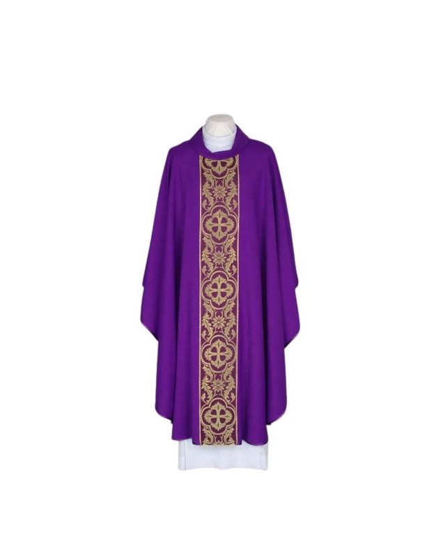 Purple chasuble embroidered - woven belt (25)