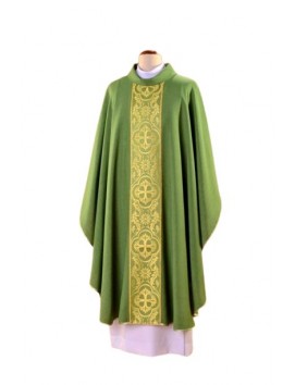 Chasuble verte brodée - ceinture tissée