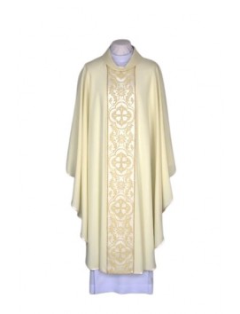 Chasuble ecru embroidered - woven belt (25)