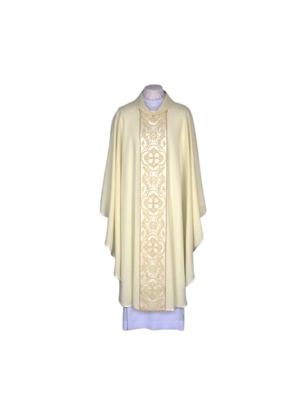 Chasuble ecru embroidered - woven belt (25)
