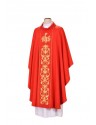 Embroidered red chasuble - IHS (26)
