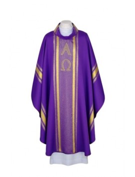 Embroidered purple chasuble - gold stripes (26)
