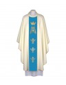 Marian Chasuble with Blue belt, Gold Crown, and Fleur-de-Lis Embroidery