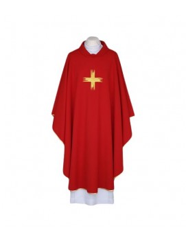 Embroidered chasuble red, gold trim (32)
