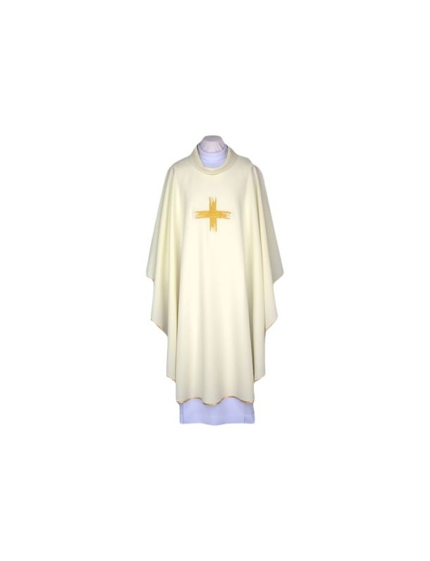 Chasuble embroidered ecru, gold trim (33)