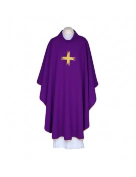 Embroidered chasuble purple, gold trim (34)