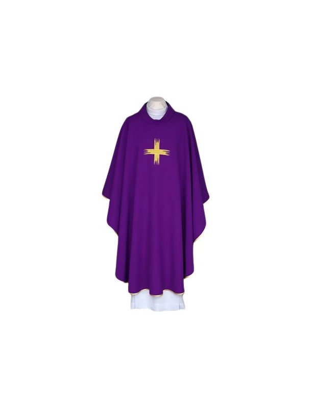 Casulă brodată purpurie, bordură aurie (34)