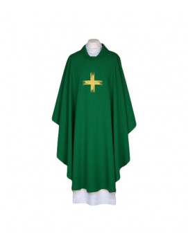 Embroidered chasuble green, gold trim (34)