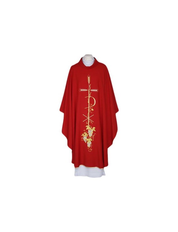 Embroidered chasuble red, gold trim (36)